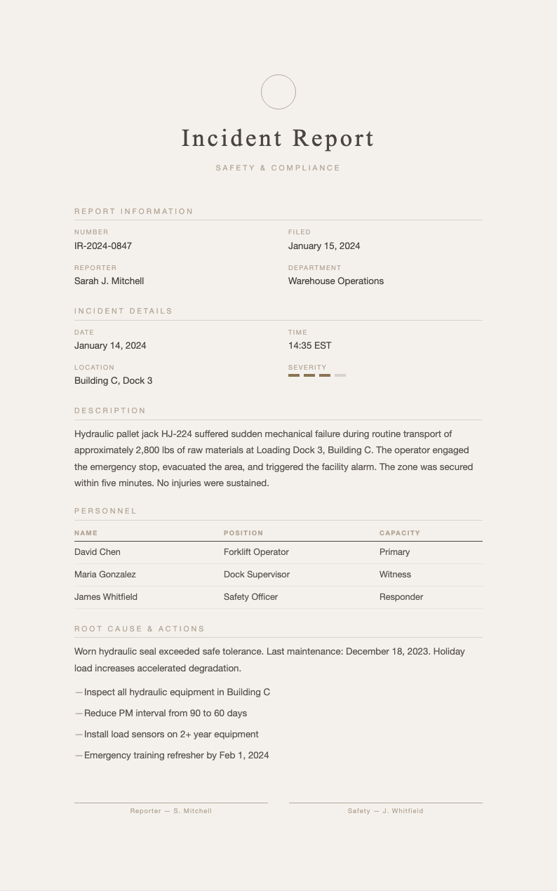 Wabi sabi organic incident report